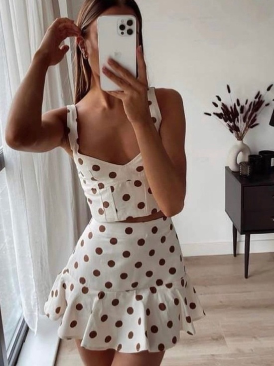 Zara Dresses & Skirts - NWT Zara women's Polka Dot Ruffled Mini Skirt Sz Small Linen blend
